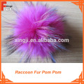 Fluffy colorful real fur raccoon fur pom pom